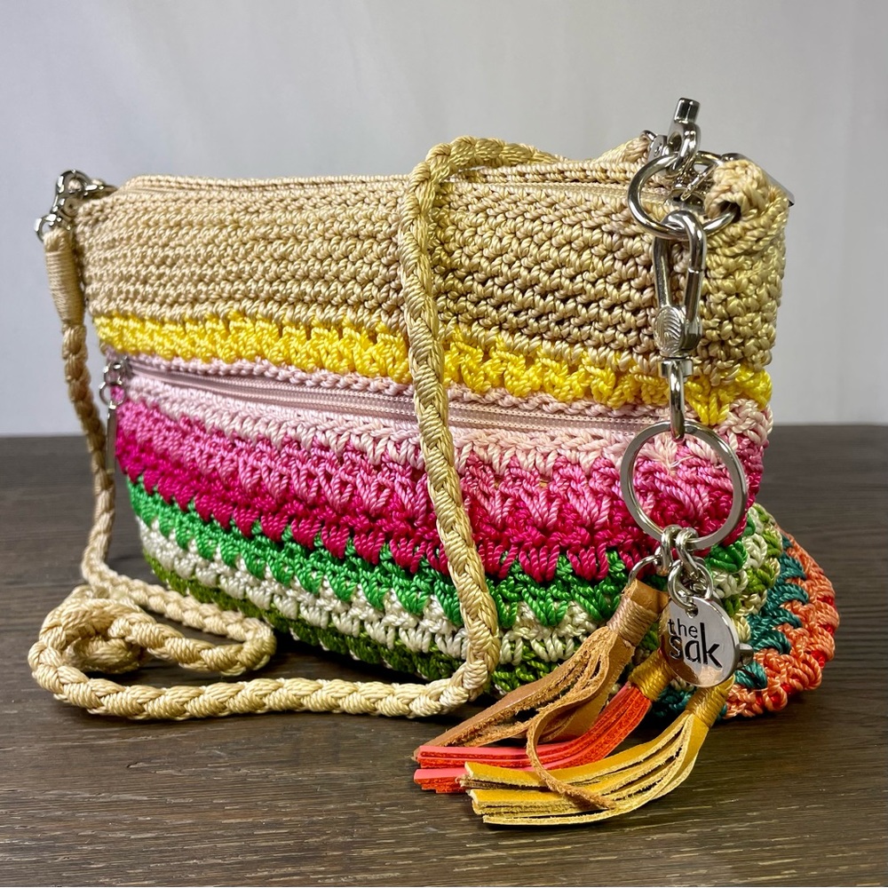The Sak Rainbow Stripe Knit Crossbody Bag